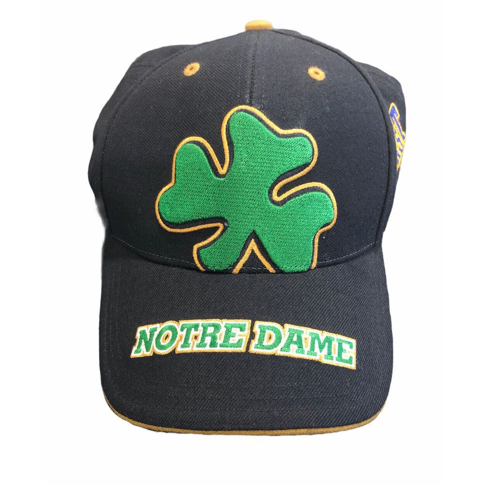 Vtg Notre Dame Big East Fighting Irish Mens Wool Blend Black Embroidered Hat Cap